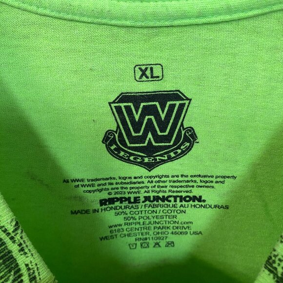 Ripple Junction Neon Green The Ultimate Warrior Allover Print T-Shirt Size XL - Picture 4 of 4